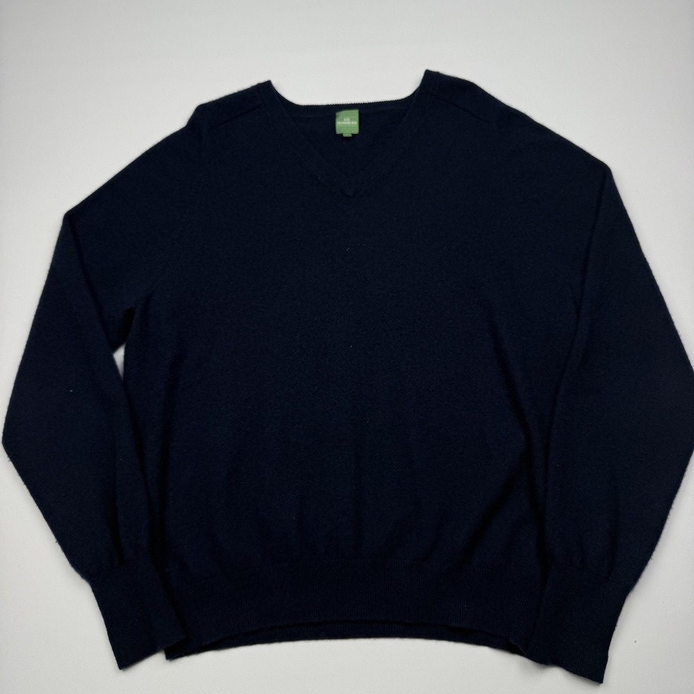 Sid Mashburn Sweater Mens Large Blue 100% Cashmere V Neck Pullover Knit Classic